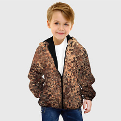 Куртка с капюшоном детская Светлый коричневый абстрактная текстура, цвет: 3D-черный — фото 2