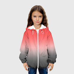 Куртка с капюшоном детская Бледный красно-серый градиент, цвет: 3D-белый — фото 2