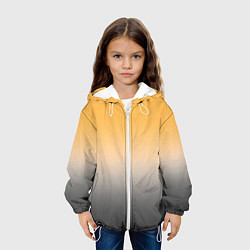 Куртка с капюшоном детская Бледный жёлто-серый градиент, цвет: 3D-белый — фото 2
