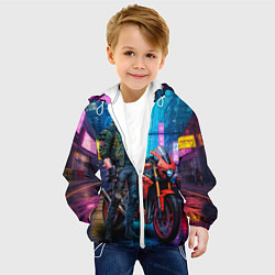 Куртка с капюшоном детская One punch man cyberpunk 2077, цвет: 3D-белый — фото 2