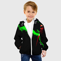 Куртка с капюшоном детская Color black green red, цвет: 3D-белый — фото 2