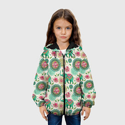 Куртка с капюшоном детская Слоны и мандалы паттерн в индийской стилистике, цвет: 3D-черный — фото 2