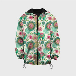 Детская куртка Слоны и мандалы паттерн в индийской стилистике