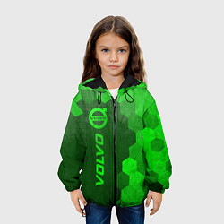 Куртка с капюшоном детская Volvo - green gradient по-вертикали, цвет: 3D-черный — фото 2