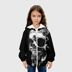 Куртка с капюшоном детская Стилизованный череп, цвет: 3D-белый — фото 2