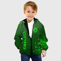 Куртка с капюшоном детская Chelsea - green gradient вертикально, цвет: 3D-черный — фото 2