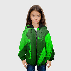 Куртка с капюшоном детская Genesis - green gradient вертикально, цвет: 3D-черный — фото 2