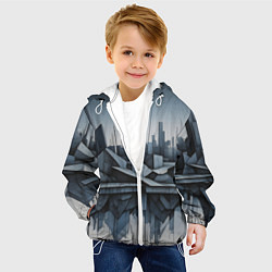 Куртка с капюшоном детская Небоскребы и скалы, цвет: 3D-белый — фото 2