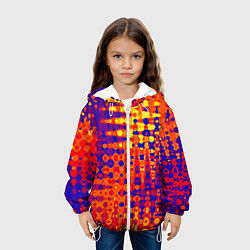 Куртка с капюшоном детская Пламенный сочный оранжево-синий, цвет: 3D-белый — фото 2