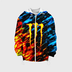 Куртка с капюшоном детская Monster energy огонь и лёд искры, цвет: 3D-белый