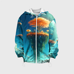 Куртка с капюшоном детская Сказочное космическое дерево - нейроарт, цвет: 3D-белый