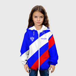 Куртка с капюшоном детская Россия с гербом и цветами флага, цвет: 3D-белый — фото 2