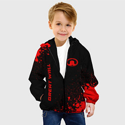 Куртка с капюшоном детская Great Wall - red gradient вертикально, цвет: 3D-черный — фото 2
