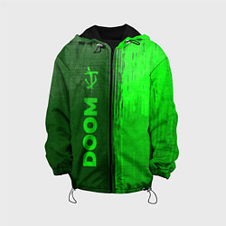 Куртка с капюшоном детская Doom - green gradient по-вертикали, цвет: 3D-черный