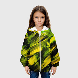 Куртка с капюшоном детская Мазки краски цвета лайм, цвет: 3D-белый — фото 2