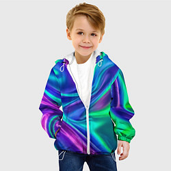 Куртка с капюшоном детская Neon waves, цвет: 3D-белый — фото 2