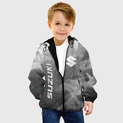 Куртка с капюшоном детская Suzuki - grey gradient вертикально, цвет: 3D-черный — фото 2