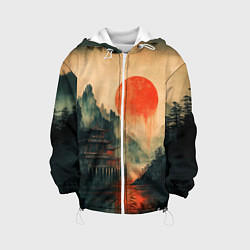 Куртка с капюшоном детская Старый Японский монастырь, цвет: 3D-белый