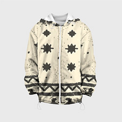 Куртка с капюшоном детская Африканские примитивные узоры, цвет: 3D-белый