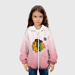 Куртка с капюшоном детская Чикаго Блэкхокс - красные треугольники с градиенто, цвет: 3D-белый — фото 2