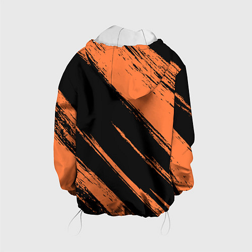 Детская куртка Чикаго Блэкхокс - фон с оранжевыми потертостами / 3D-Белый – фото 2