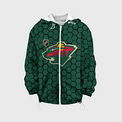 Куртка с капюшоном детская Миннесота Уайлд - зеленые соты, цвет: 3D-белый