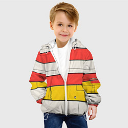 Куртка с капюшоном детская Красные полоски, цвет: 3D-белый — фото 2