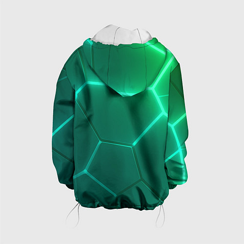 Детская куртка Зеленые неоновые плитки / 3D-Белый – фото 2
