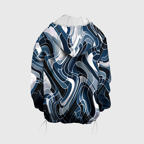 Детская куртка Тёмно-синий искажённая абстракция / 3D-Белый – фото 2