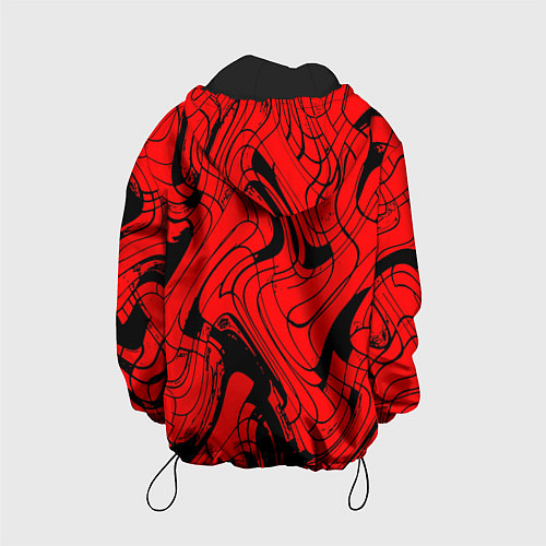 Детская куртка Чёрно-красный абстрактный линии / 3D-Черный – фото 2
