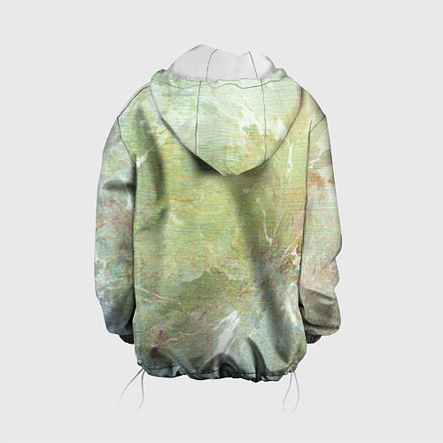 Детская куртка Абстракция - white waves on green background / 3D-Белый – фото 2