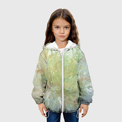 Куртка с капюшоном детская Абстракция - white waves on green background, цвет: 3D-белый — фото 2