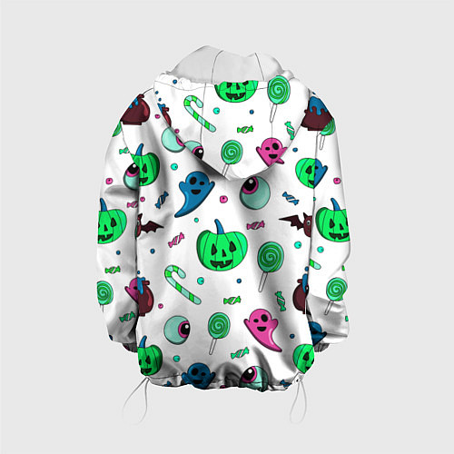 Детская куртка Halloween light green pumpkin - паттерн / 3D-Белый – фото 2