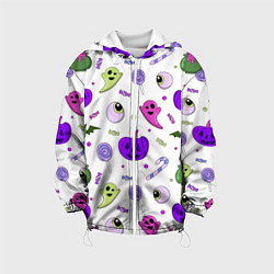 Куртка с капюшоном детская Halloween purple pumpkin pattern, цвет: 3D-белый