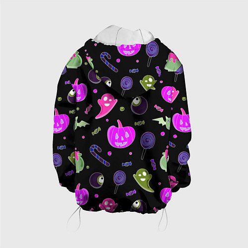 Детская куртка Halloween pink black pumpkin / 3D-Белый – фото 2