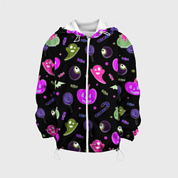 Куртка с капюшоном детская Halloween pink black pumpkin, цвет: 3D-белый