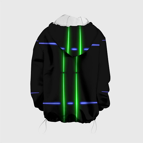 Детская куртка Neon black light blue green line / 3D-Белый – фото 2