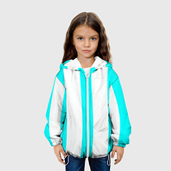 Куртка с капюшоном детская Color light blue white lines, цвет: 3D-белый — фото 2