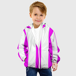 Куртка с капюшоном детская Color white pink lines, цвет: 3D-белый — фото 2