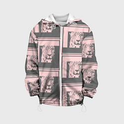 Куртка с капюшоном детская Леопард в рамке, цвет: 3D-белый