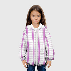 Куртка с капюшоном детская Color white cage pink line, цвет: 3D-белый — фото 2