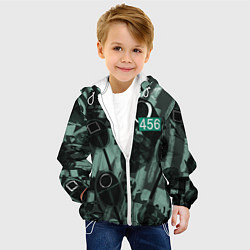 Куртка с капюшоном детская Номер 456 на фоне масок игры в кальмара, цвет: 3D-белый — фото 2