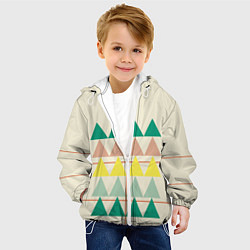 Куртка с капюшоном детская Абстрактный лес - треугольники на светлом, цвет: 3D-белый — фото 2