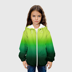 Куртка с капюшоном детская Градиент укропное зеленое омбре, цвет: 3D-белый — фото 2