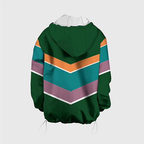 Детская куртка Тёмный зелёный с полосами / 3D-Белый – фото 2