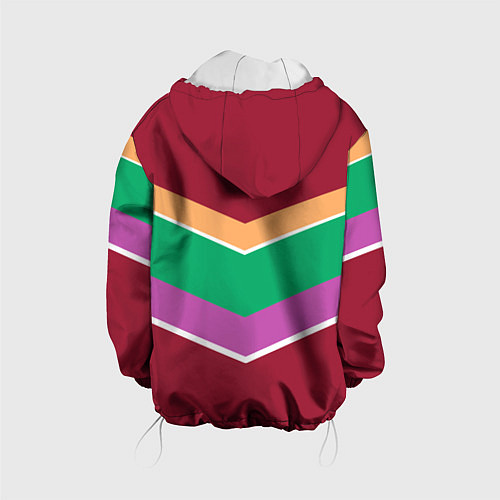 Детская куртка Тёмный красный с полосами / 3D-Белый – фото 2