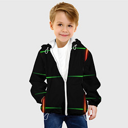 Куртка с капюшоном детская Color black green orange stripes, цвет: 3D-белый — фото 2