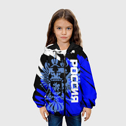 Куртка с капюшоном детская Россия чёрно-синий штрихи, цвет: 3D-черный — фото 2