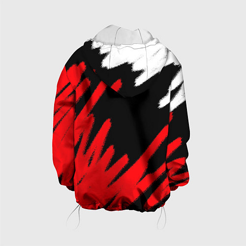 Детская куртка Спорт бело-чёрно-красный штрихи / 3D-Белый – фото 2