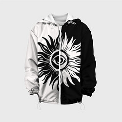 Куртка с капюшоном детская Солнце черно-белое, цвет: 3D-белый